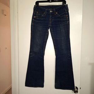 True Religion Sz 28 Dark Blue Low Rise Flare Jeans